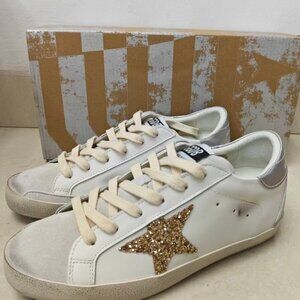 Golden Goose White and Silver Superstar Sneakers
